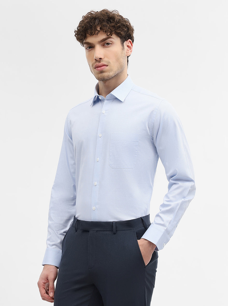 Sky Blue Solid Regular Fit Formal Shirt | JadeBlue