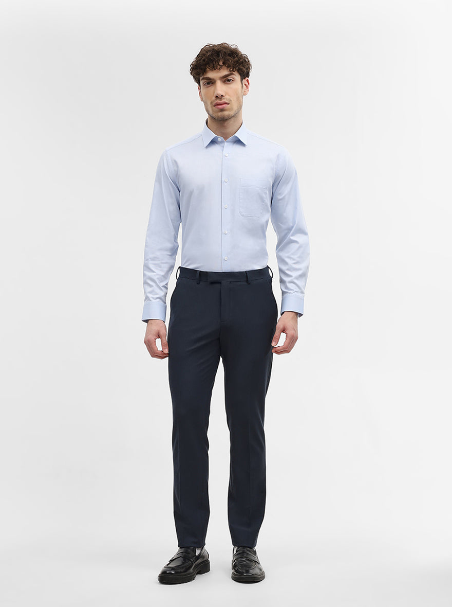 Sky Blue Solid Regular Fit Formal Shirt | JadeBlue