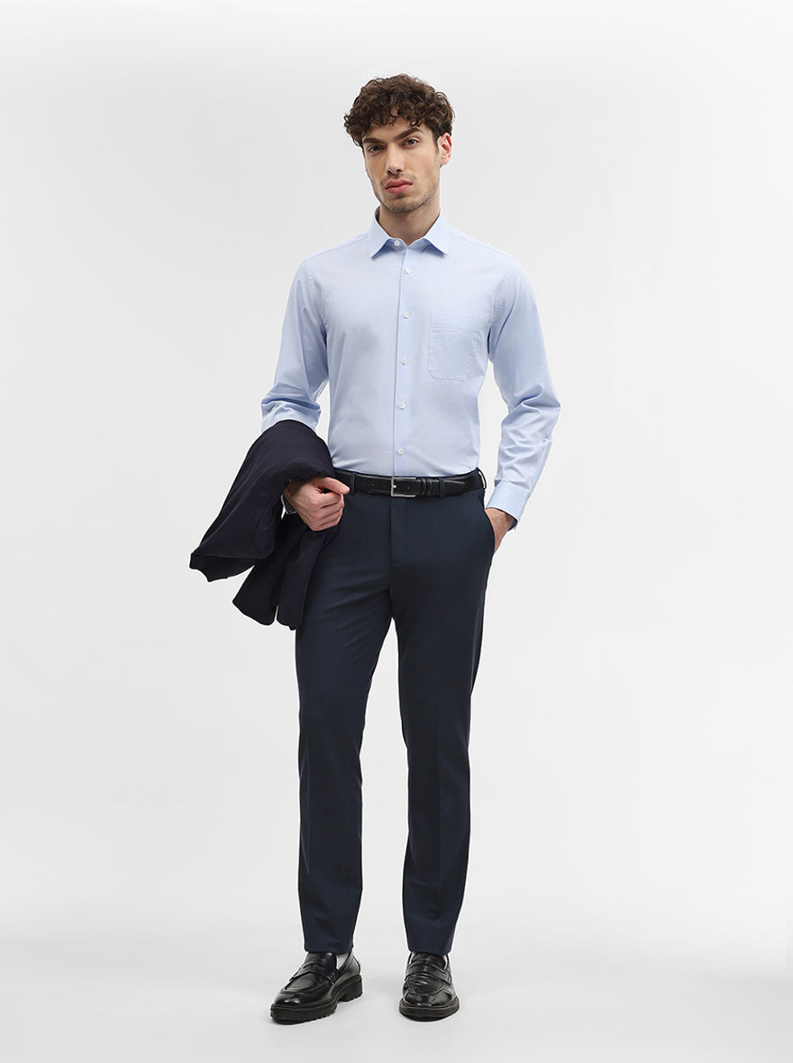Sky Blue Solid Regular Fit Formal Shirt | JadeBlue