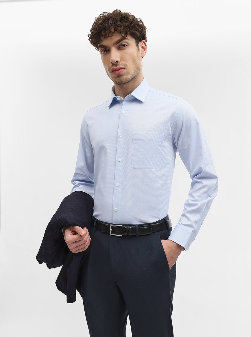 Sky Blue Solid Regular Fit Formal Shirt | JadeBlue