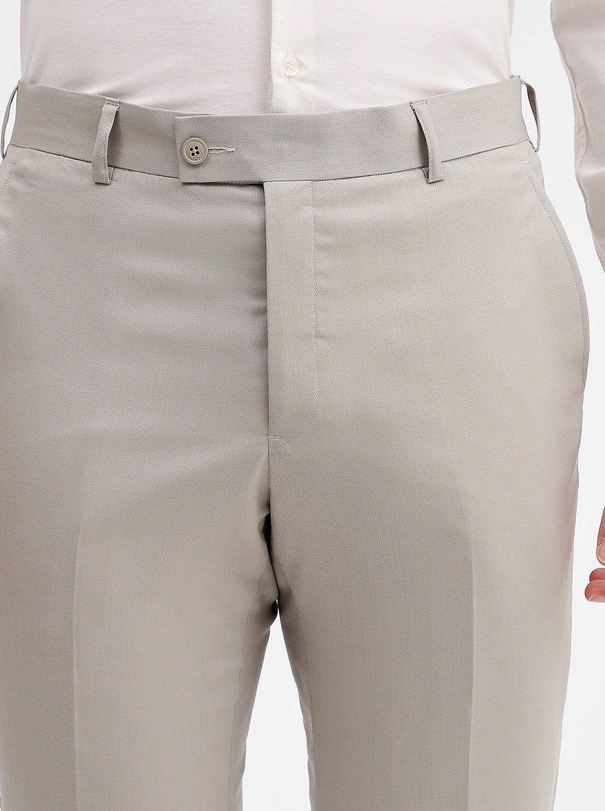 Khaki Solid Slim Fit Formal Trouser | JadeBlue Super Luxe