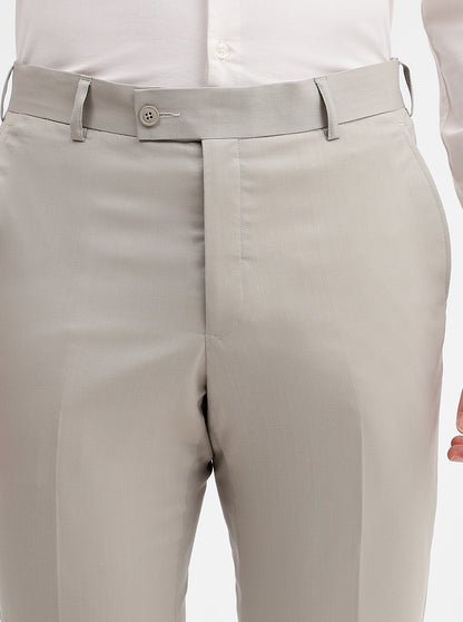 Khaki Solid Slim Fit Formal Trouser | JadeBlue Super Luxe