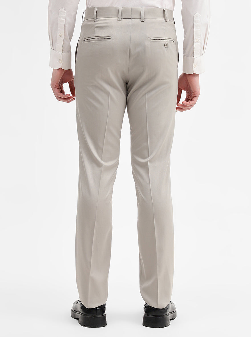 Khaki Solid Slim Fit Formal Trouser | JadeBlue Super Luxe