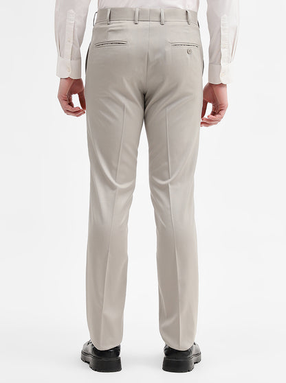 Khaki Solid Slim Fit Formal Trouser | JadeBlue Super Luxe