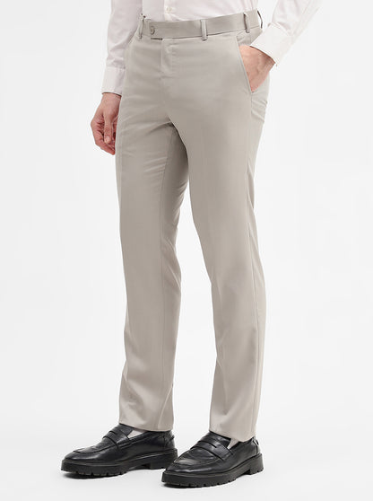Khaki Solid Slim Fit Formal Trouser | JadeBlue Super Luxe
