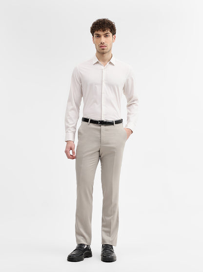 Khaki Solid Slim Fit Formal Trouser | JadeBlue Super Luxe