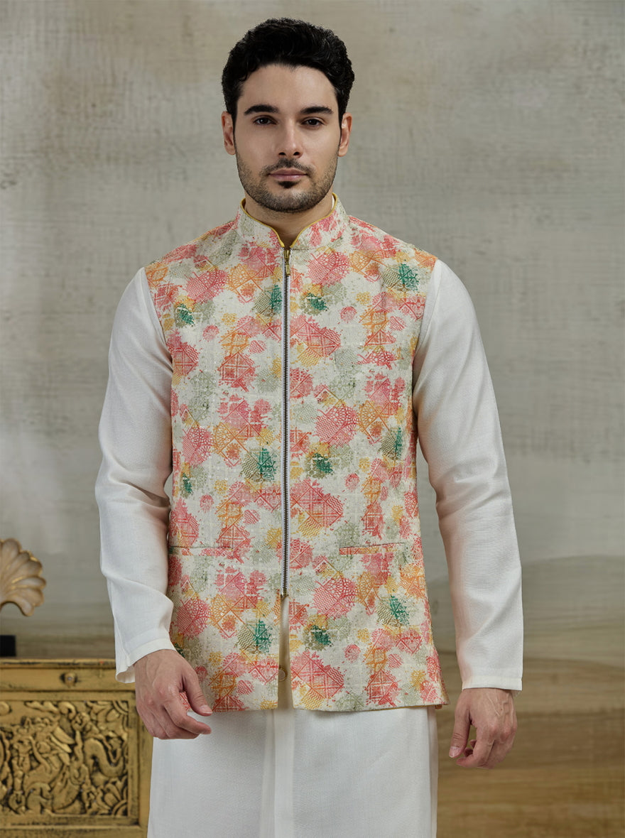 Multicolor Printed Kurta Pajama with Koti | Virasana