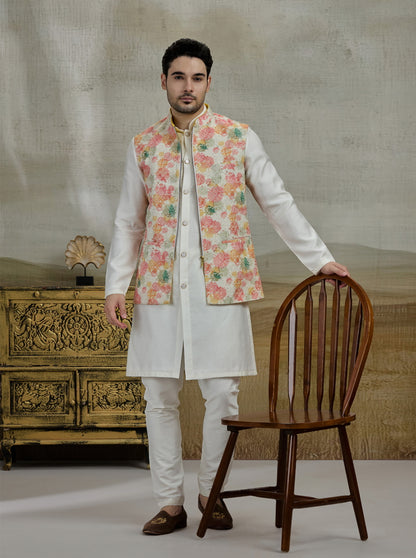 Multicolor Printed Kurta Pajama with Koti | Virasana