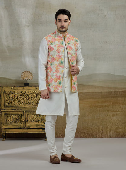Multicolor Printed Kurta Pajama with Koti | Virasana