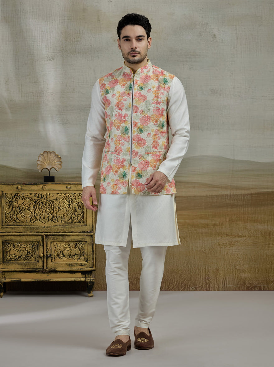 Multicolor Printed Kurta Pajama with Koti | Virasana