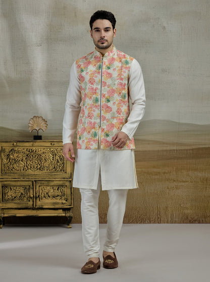 Multicolor Printed Kurta Pajama with Koti | Virasana