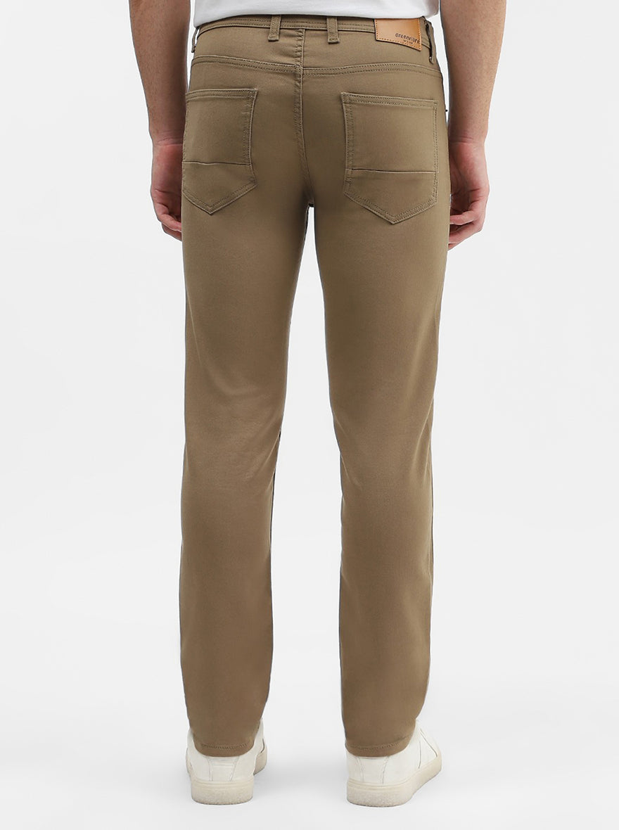 Sage Khaki Solid Narrow Fit Jeans | Greenfibre