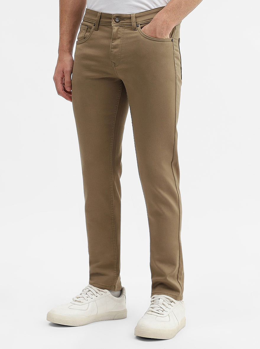 Sage Khaki Solid Narrow Fit Jeans | Greenfibre