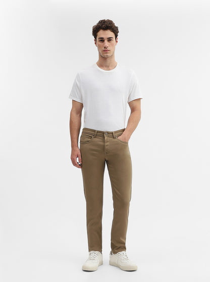 Sage Khaki Solid Narrow Fit Jeans | Greenfibre