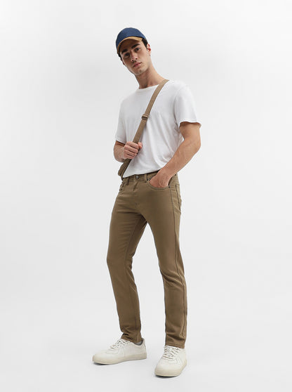 Sage Khaki Solid Narrow Fit Jeans | Greenfibre