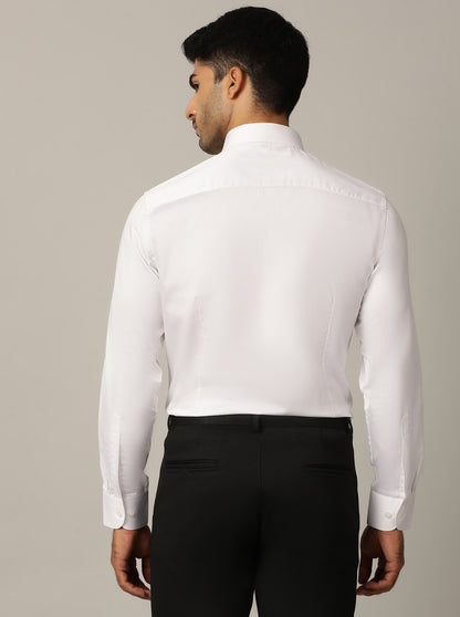 White Solid Slim Fit Formal Shirt | Metal