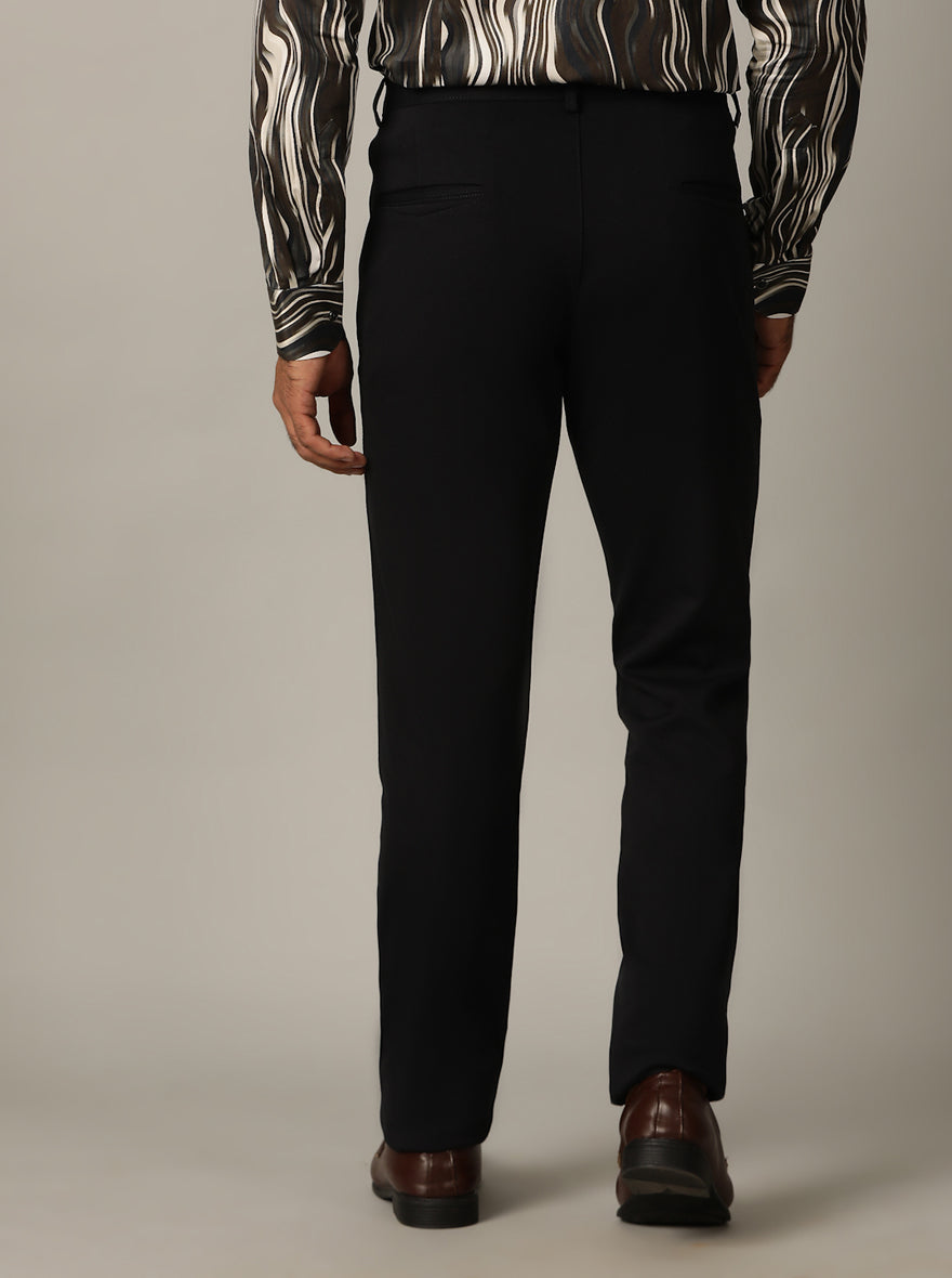 Navy Blue Solid Slim Fit Club Wear Trouser | JB Studio