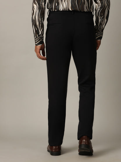 Navy Blue Solid Slim Fit Club Wear Trouser | JB Studio