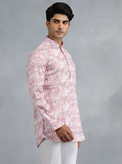 Dusty Pink Self Design Kurta | The Kurta Company