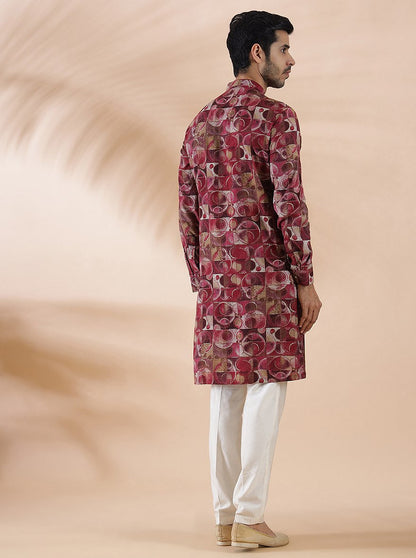Pink Wine Printed Kurta | The Kurta Company