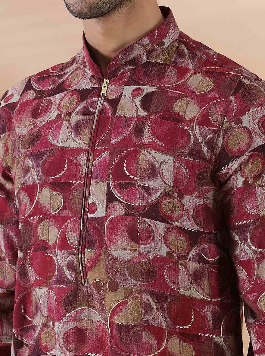 Pink Wine Printed Kurta | The Kurta Company