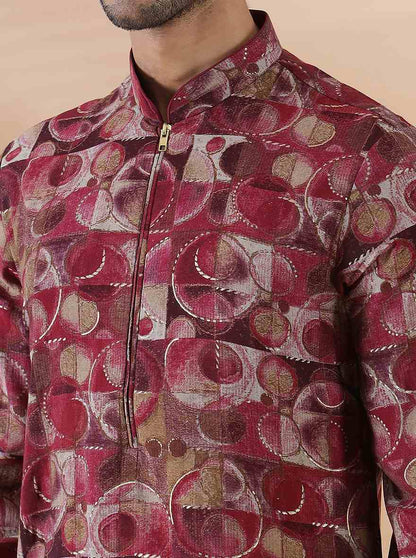 Pink Wine Printed Kurta | The Kurta Company