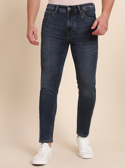 Dark Blue Washed Rider Fit Jeans | JadeBlue