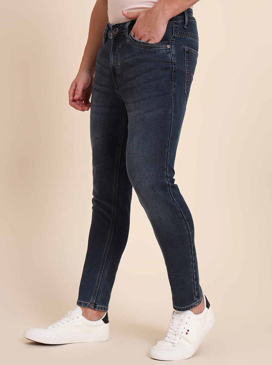 Dark Blue Washed Rider Fit Jeans | JadeBlue