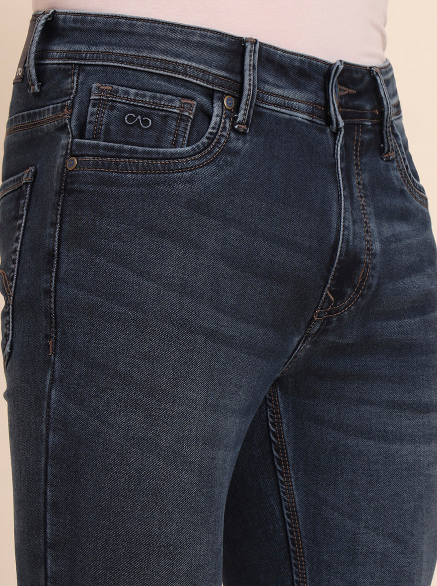Dark Blue Washed Rider Fit Jeans | JadeBlue