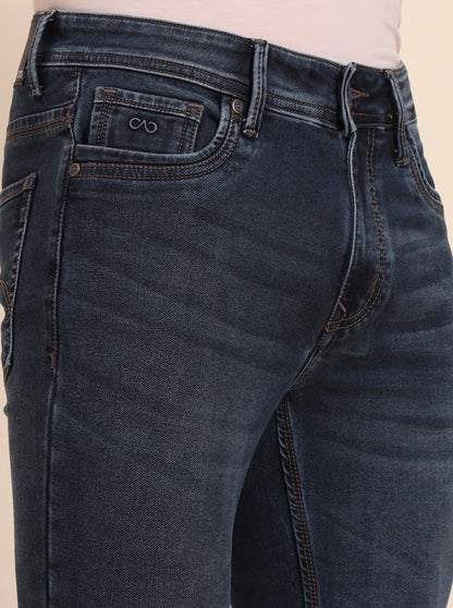 Dark Blue Washed Rider Fit Jeans | JadeBlue