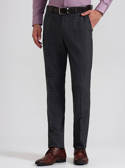 Grey Checked Slim Fit Formal Trouser | JadeBlue Youth