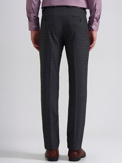 Grey Checked Slim Fit Formal Trouser | JadeBlue Youth