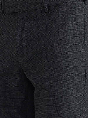 Grey Checked Slim Fit Formal Trouser | JadeBlue Youth