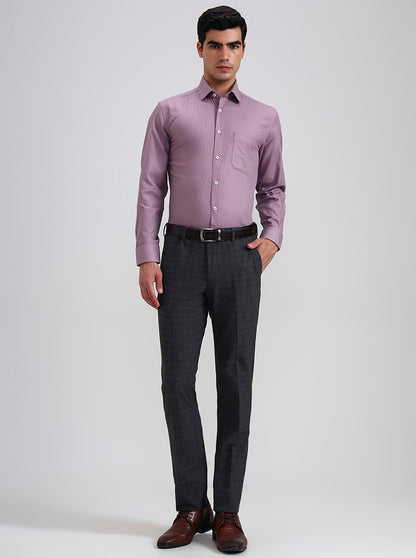 Grey Checked Slim Fit Formal Trouser | JadeBlue Youth