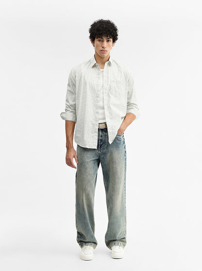 Green Printed Smart Fit Semi Casual Shirt | Greenfibre