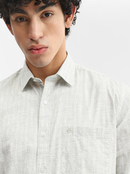 Green Printed Smart Fit Semi Casual Shirt | Greenfibre