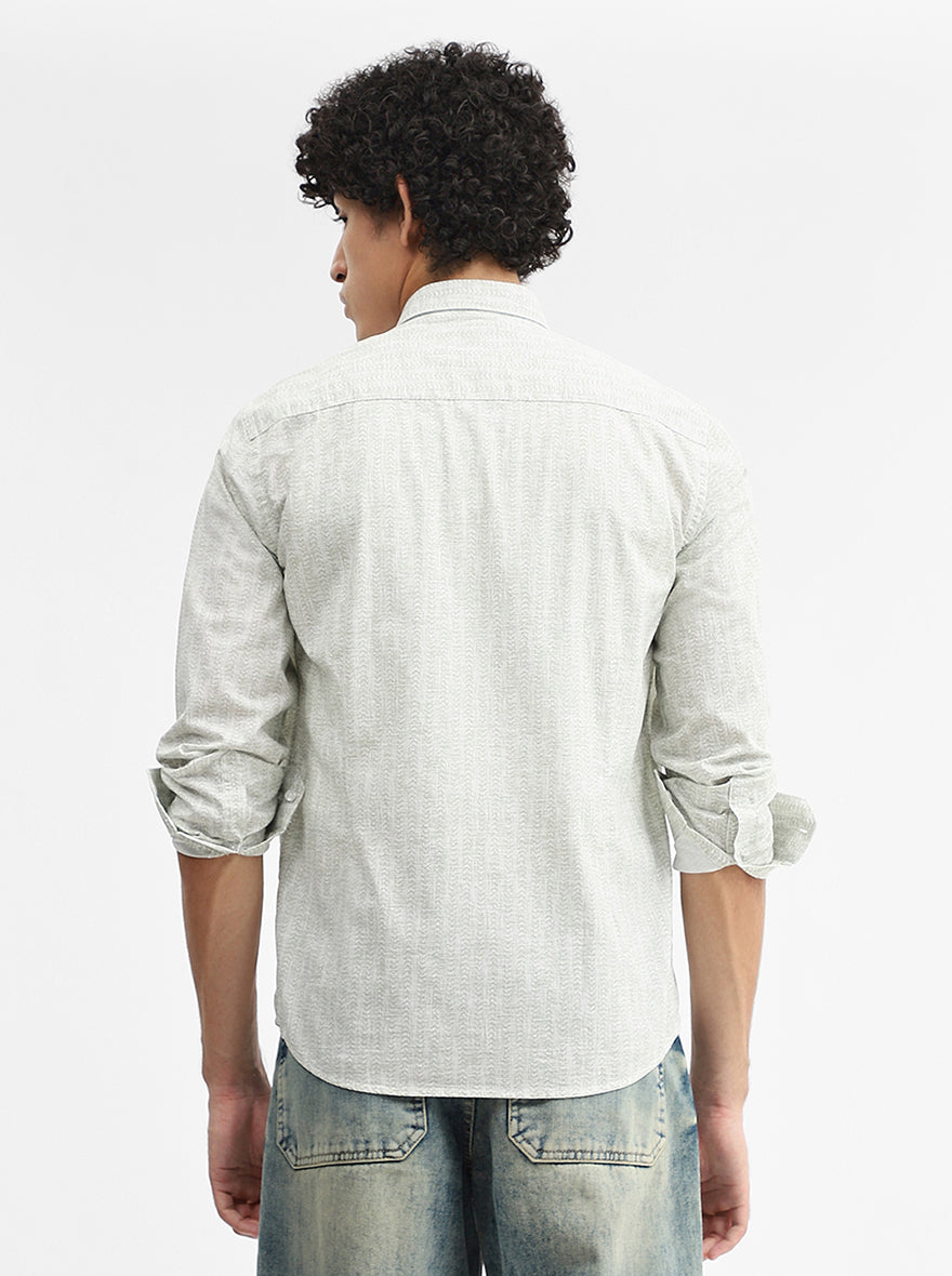 Green Printed Smart Fit Semi Casual Shirt | Greenfibre