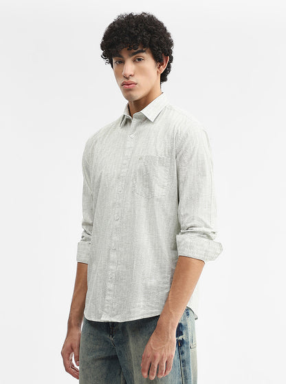Green Printed Smart Fit Semi Casual Shirt | Greenfibre