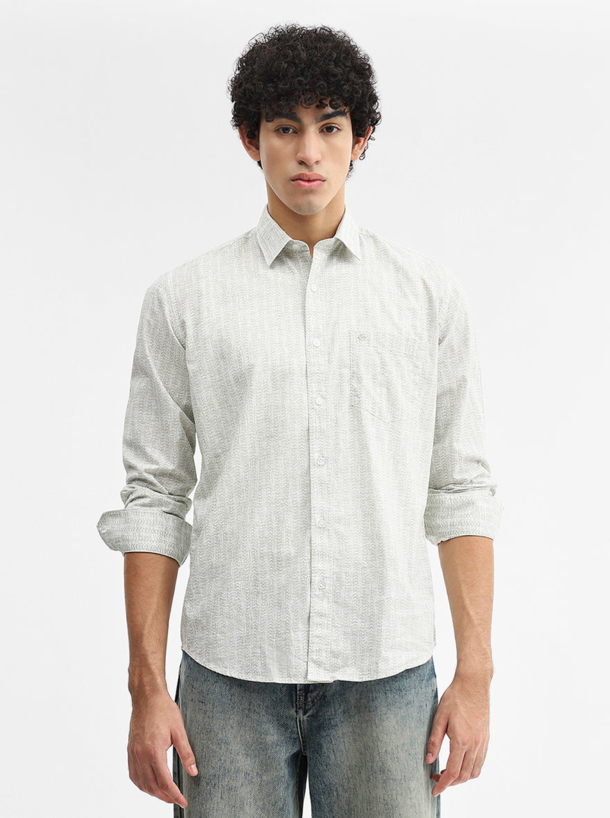 Green Printed Smart Fit Semi Casual Shirt | Greenfibre