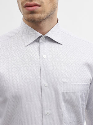 Grey Jacquard Slim Fit Formal Shirt | Metal
