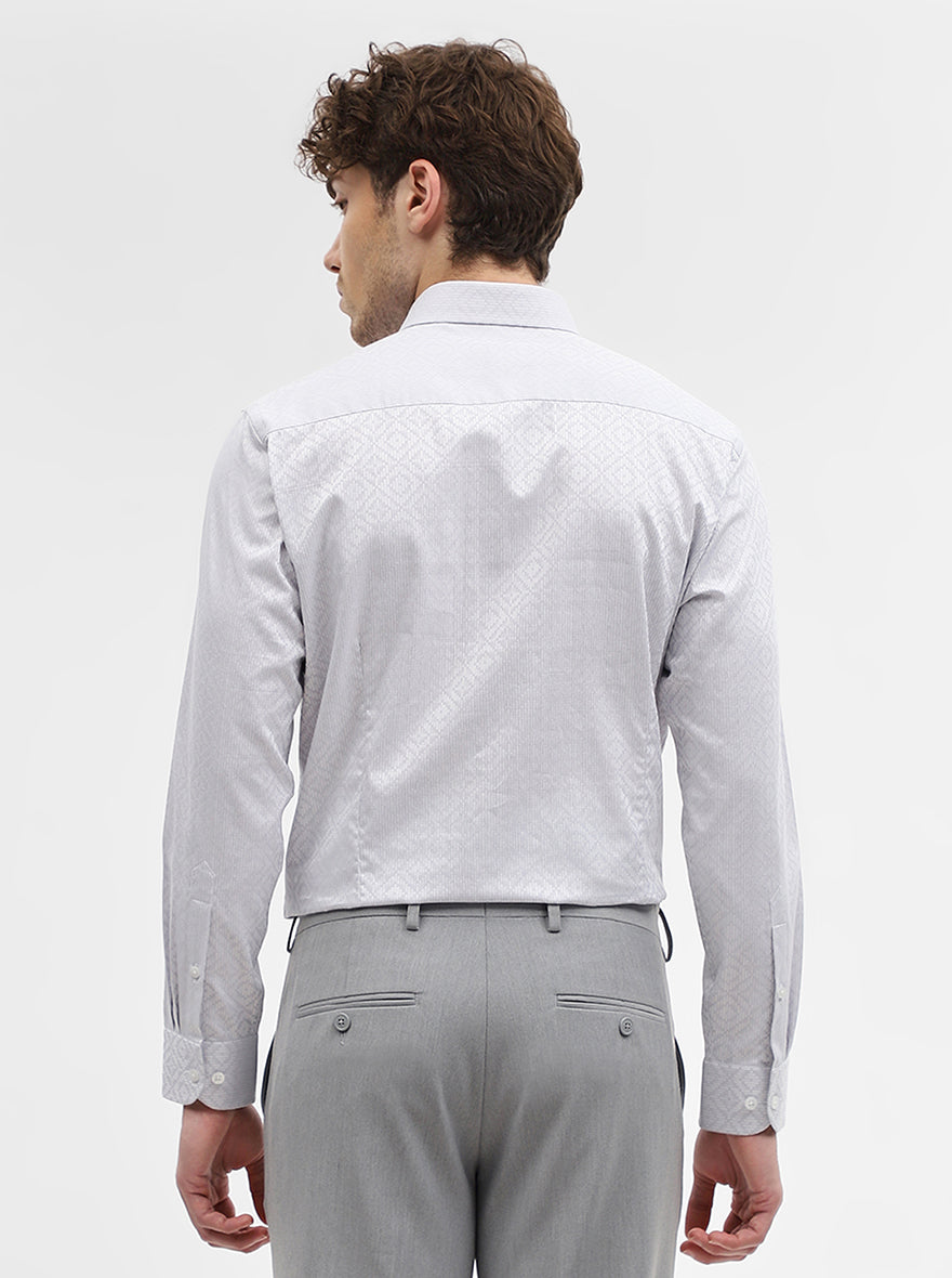 Grey Jacquard Slim Fit Formal Shirt | Metal