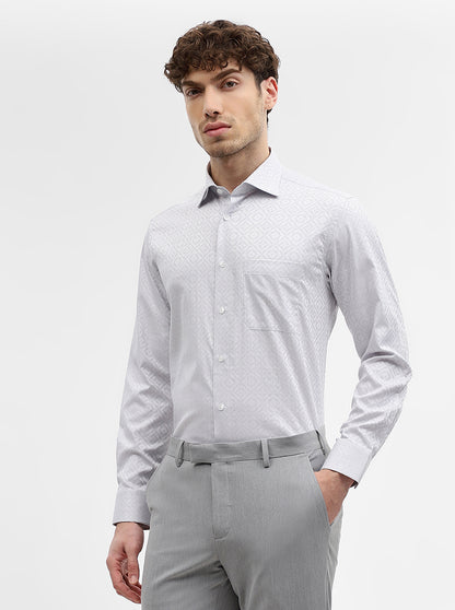 Grey Jacquard Slim Fit Formal Shirt | Metal