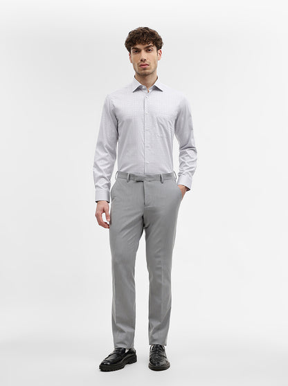 Grey Jacquard Slim Fit Formal Shirt | Metal