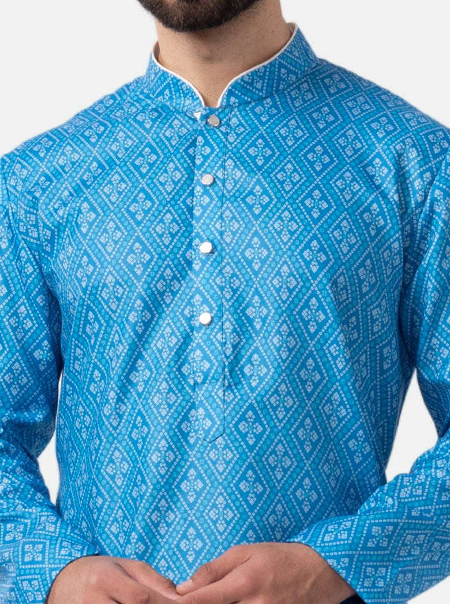 Lively Royal Blue Printed Kurta | The Kurta Company