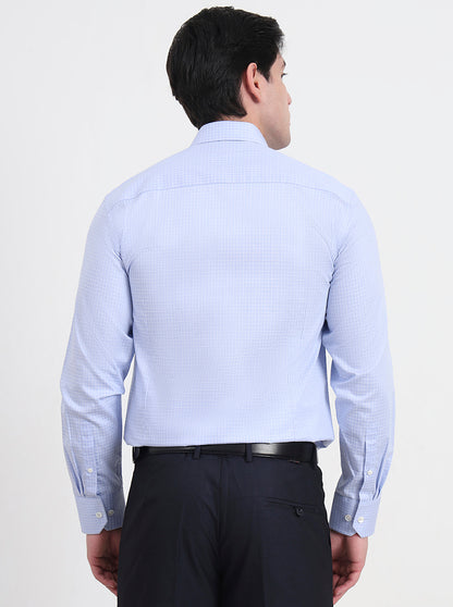 Light Blue Checked Slim Fit Formal Shirt | JadeBlue Super Luxe