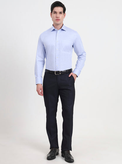 Light Blue Checked Slim Fit Formal Shirt | JadeBlue Super Luxe