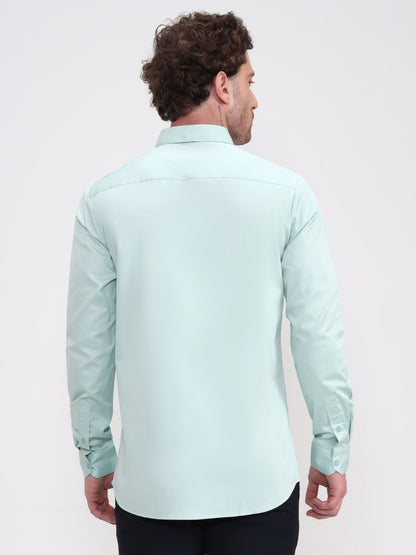 Light Green Solid Slim Fit Casual Shirt | JadeBlue