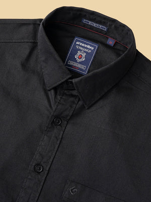 Black Solid Slim Fit Casual Shirt | Greenfibre