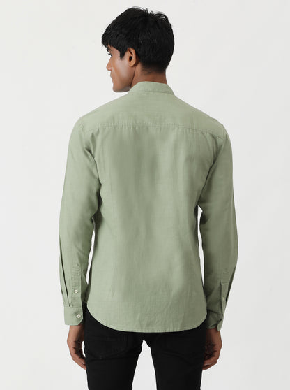 Green Solid Slim Fit Casual Shirt | Greenfibre