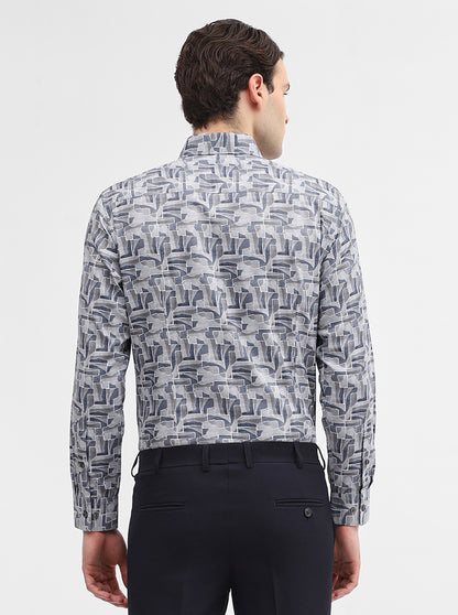 Grey Printed Slim Fit Party Wear Shirt | Greenfibre